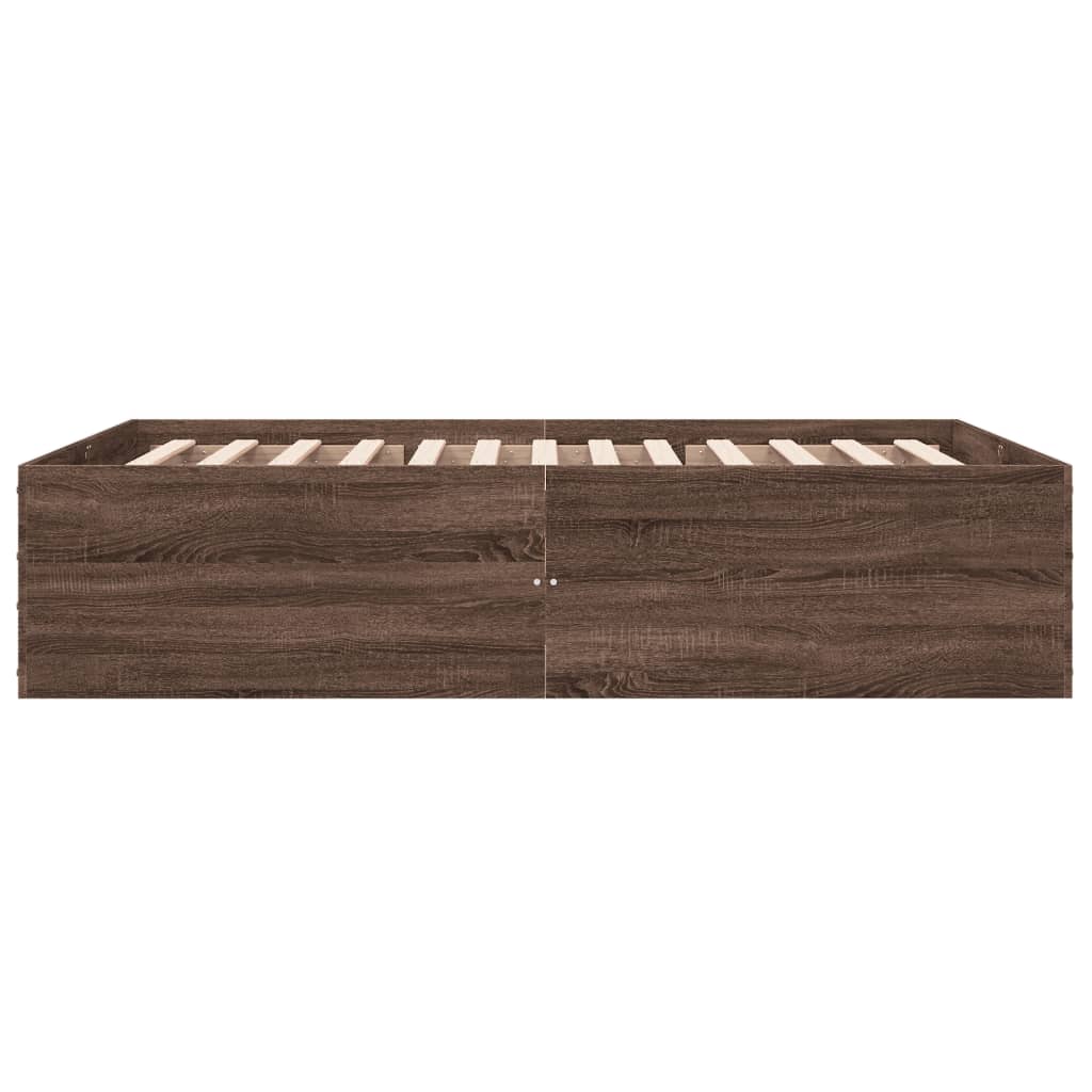 Sengeramme brun eik 135x190 cm konstruert tre