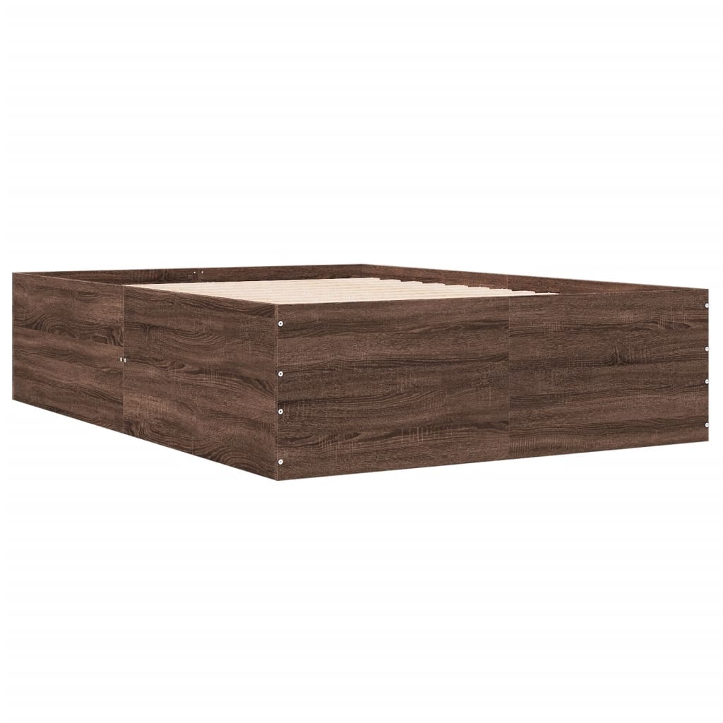 Sengeramme brun eik 135x190 cm konstruert tre