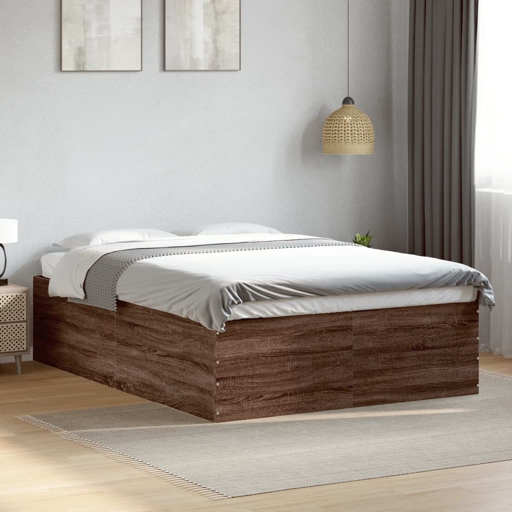 Sengeramme brun eik 120x190 cm konstruert tre