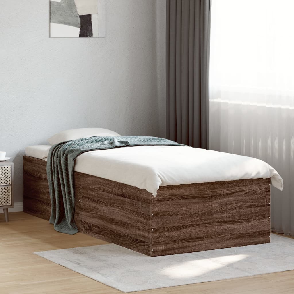 Sengeramme brun eik 100x200 cm konstruert tre