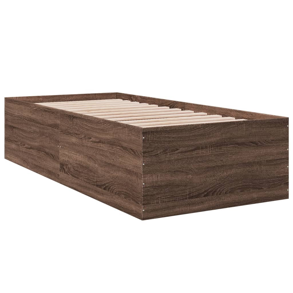 Sengeramme brun eik 100x200 cm konstruert tre