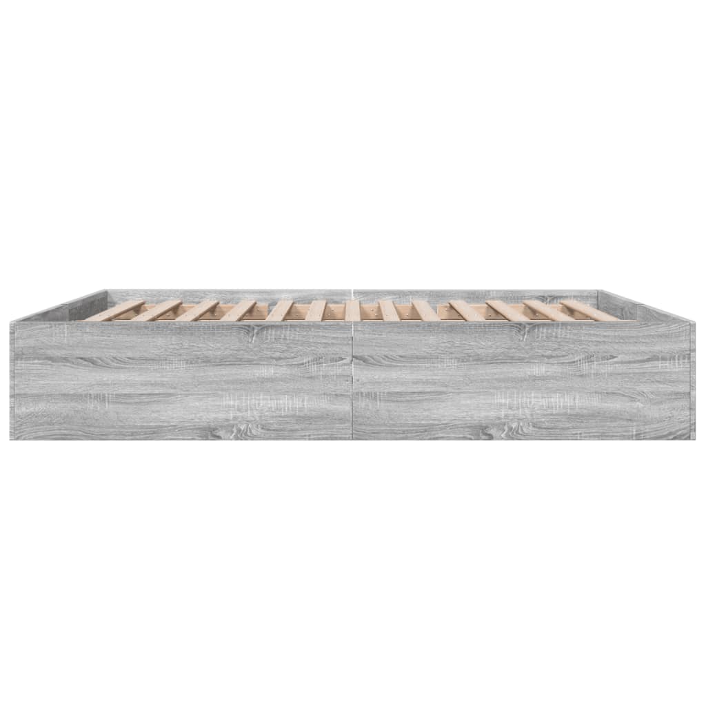 Sengeramme grå sonoma 200x200 cm konstruert tre
