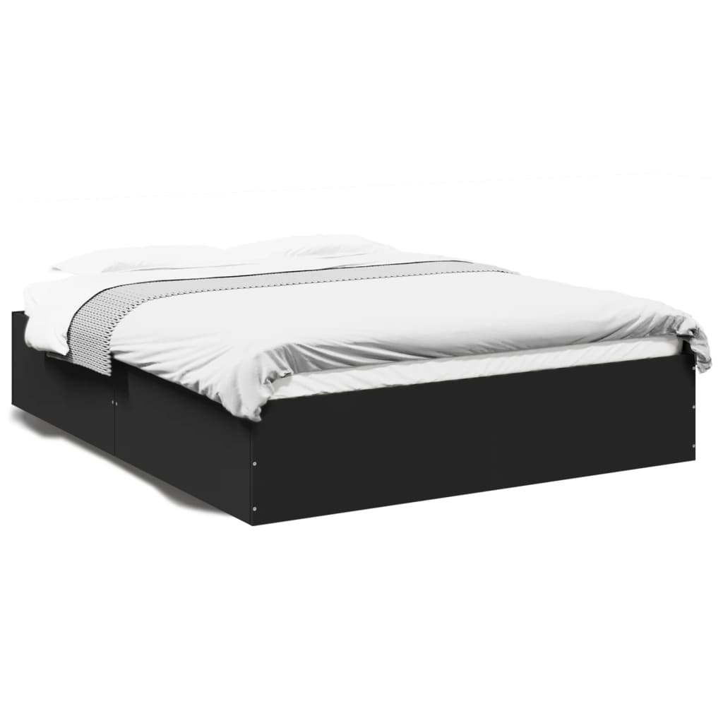 Sengeramme svart 150x200 cm konstruert tre