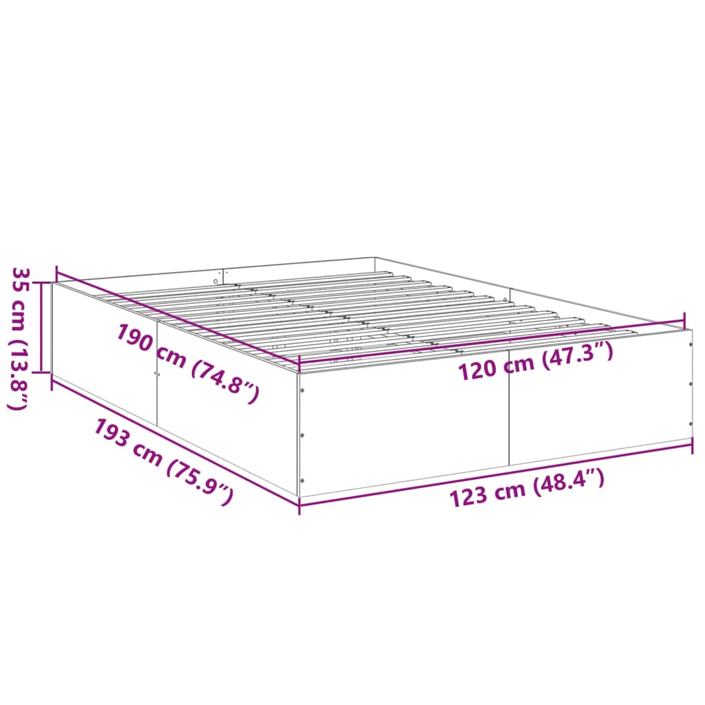Sengeramme svart 120x190 cm konstruert tre