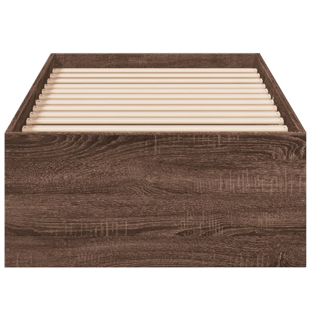 Sengeramme brun eik 100x200 cm konstruert tre