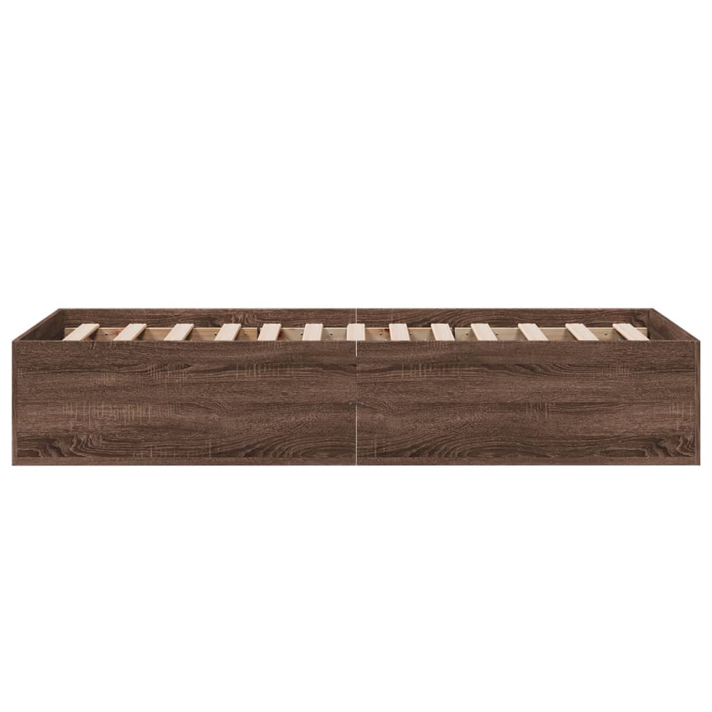 Sengeramme brun eik 100x200 cm konstruert tre