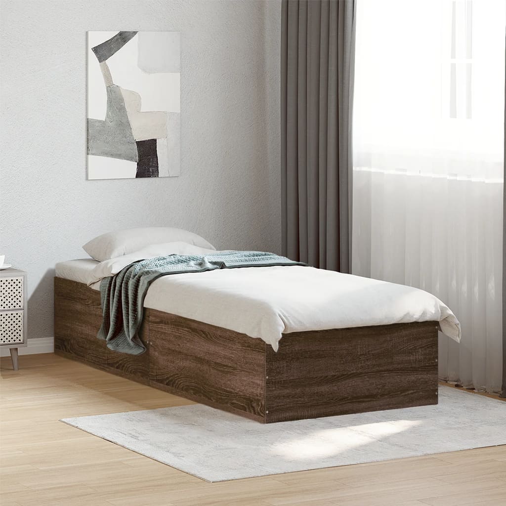 Sengeramme brun eik 90x200 cm konstruert tre