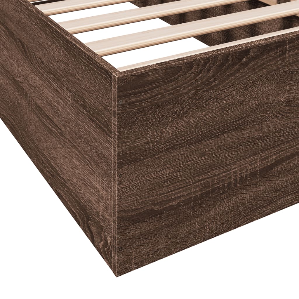 Sengeramme brun eik 90x200 cm konstruert tre