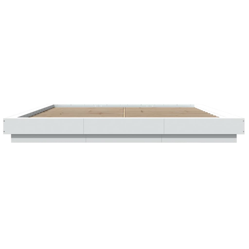 Sengeramme med LED-lys hvit 180x200 cm konstruert tre
