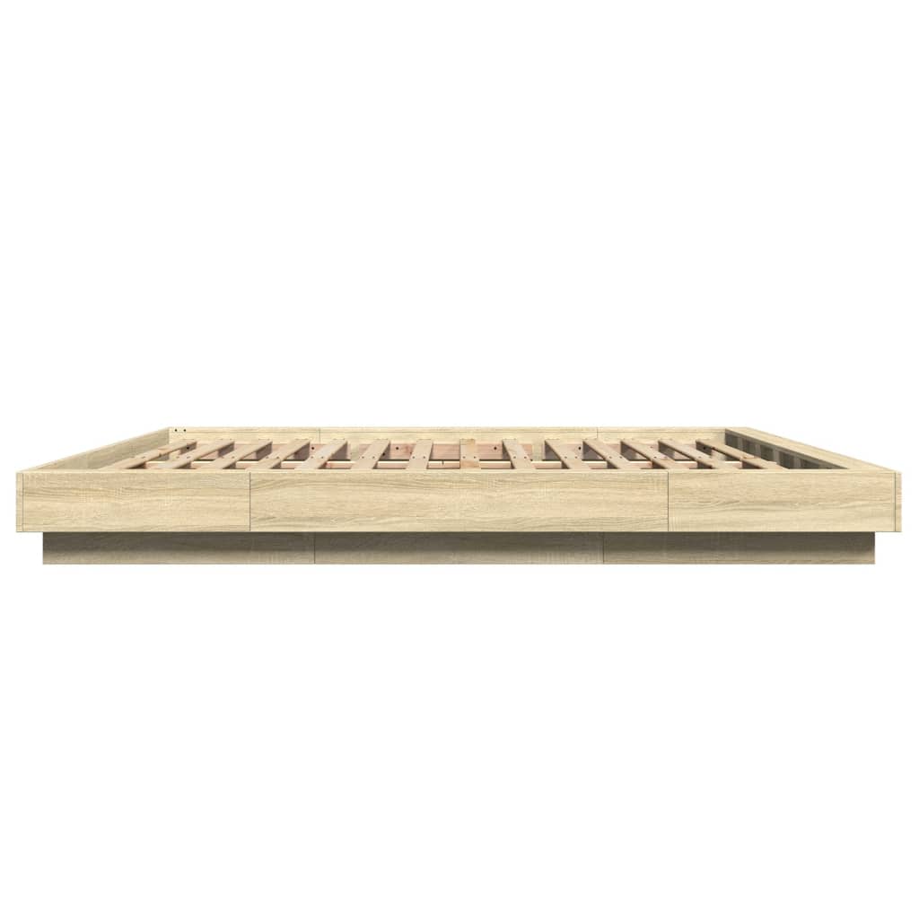Sengeramme med LED-lys sonoma eik 180x200 cm konstruert tre