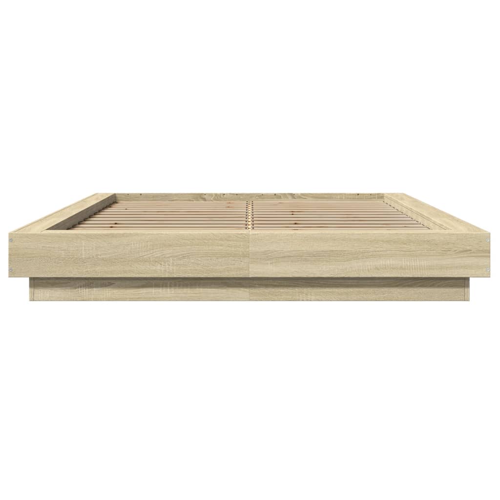Sengeramme med LED-lys sonoma eik 120x200 cm konstruert tre