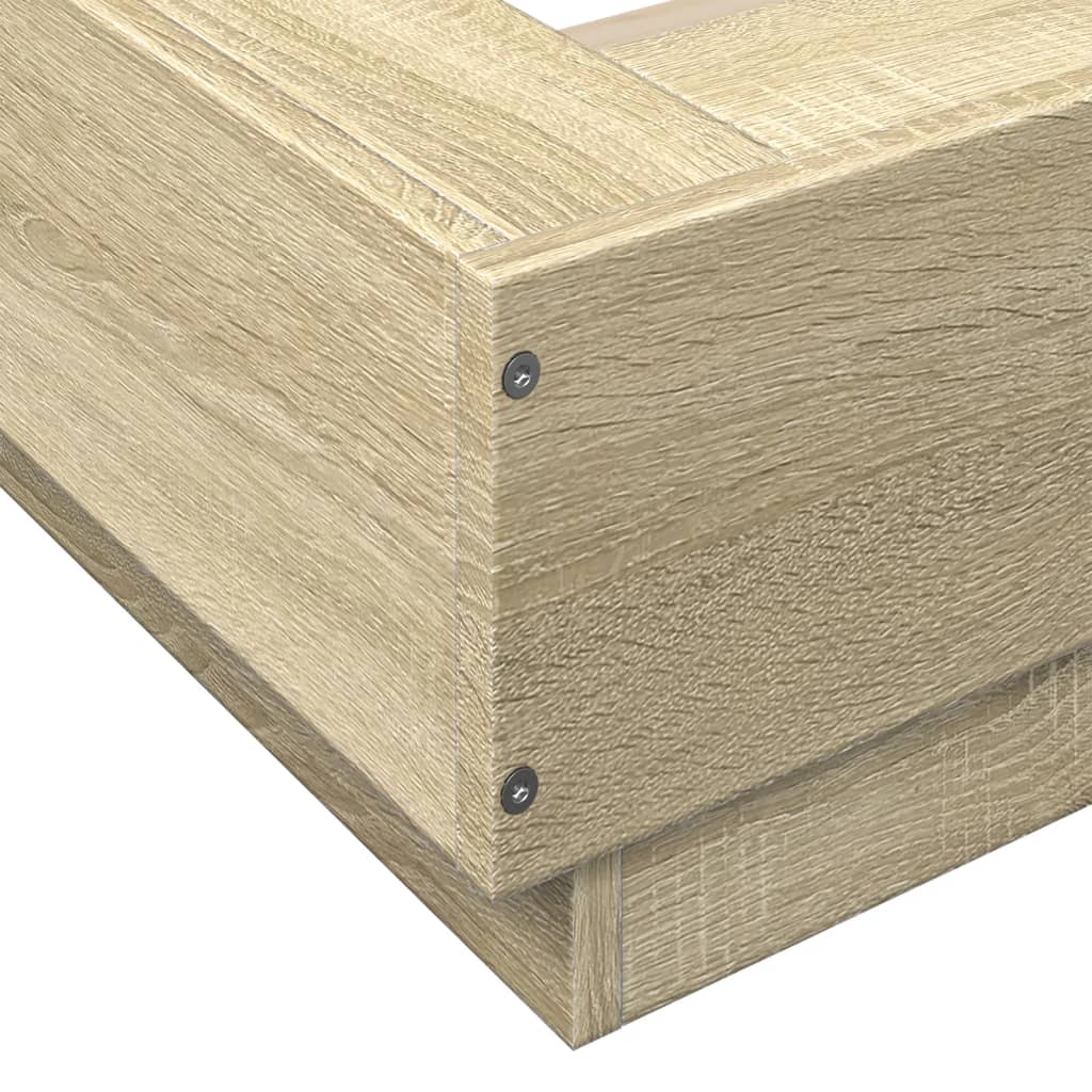 Sengeramme med LED-lys sonoma eik 100x200 cm konstruert tre