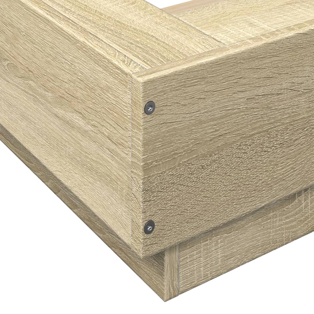 Sengeramme med LED-lys sonoma eik 140x190 cm konstruert tre