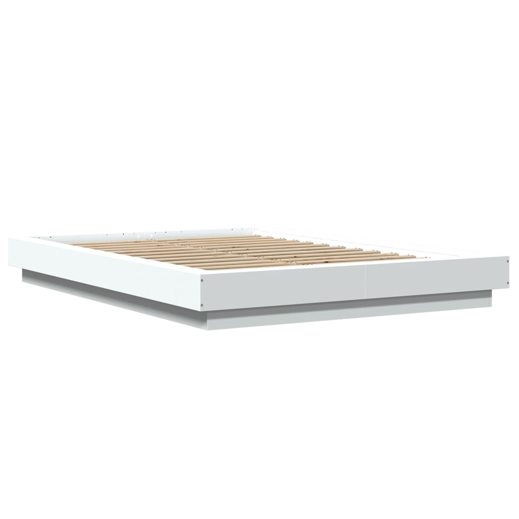 Sengeramme med LED-lys hvit 120x190 cm konstruert tre