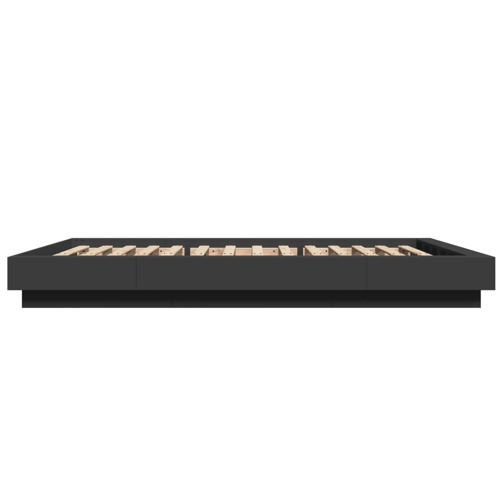 Sengeramme med LED-lys svart 120x190 cm konstruert tre