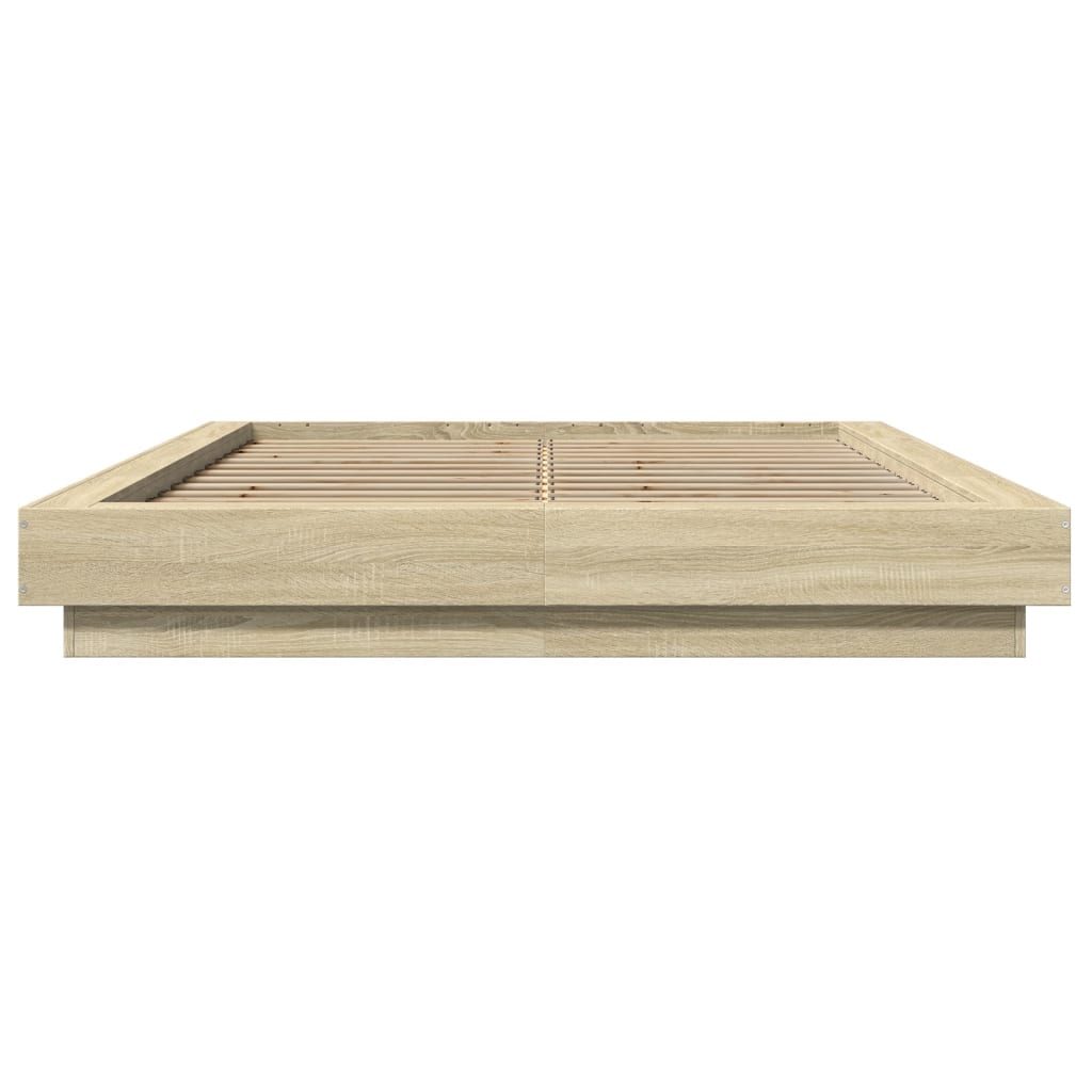Sengeramme med LED-lys sonoma eik 120x190 cm konstruert tre