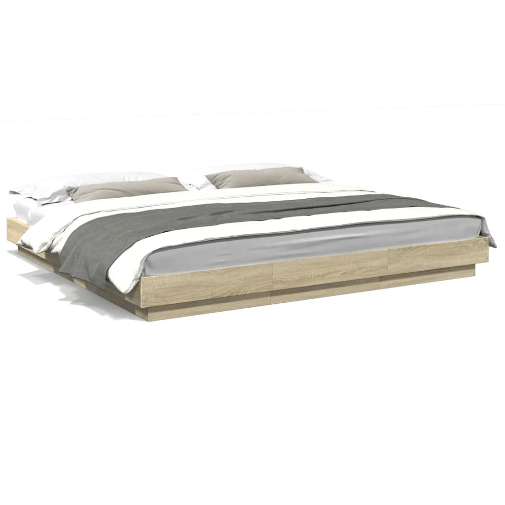 Sengeramme sonoma eik 200x200 cm konstruert tre