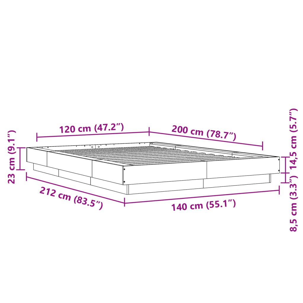 Sengeramme røkt eik 120x200 cm konstruert tre
