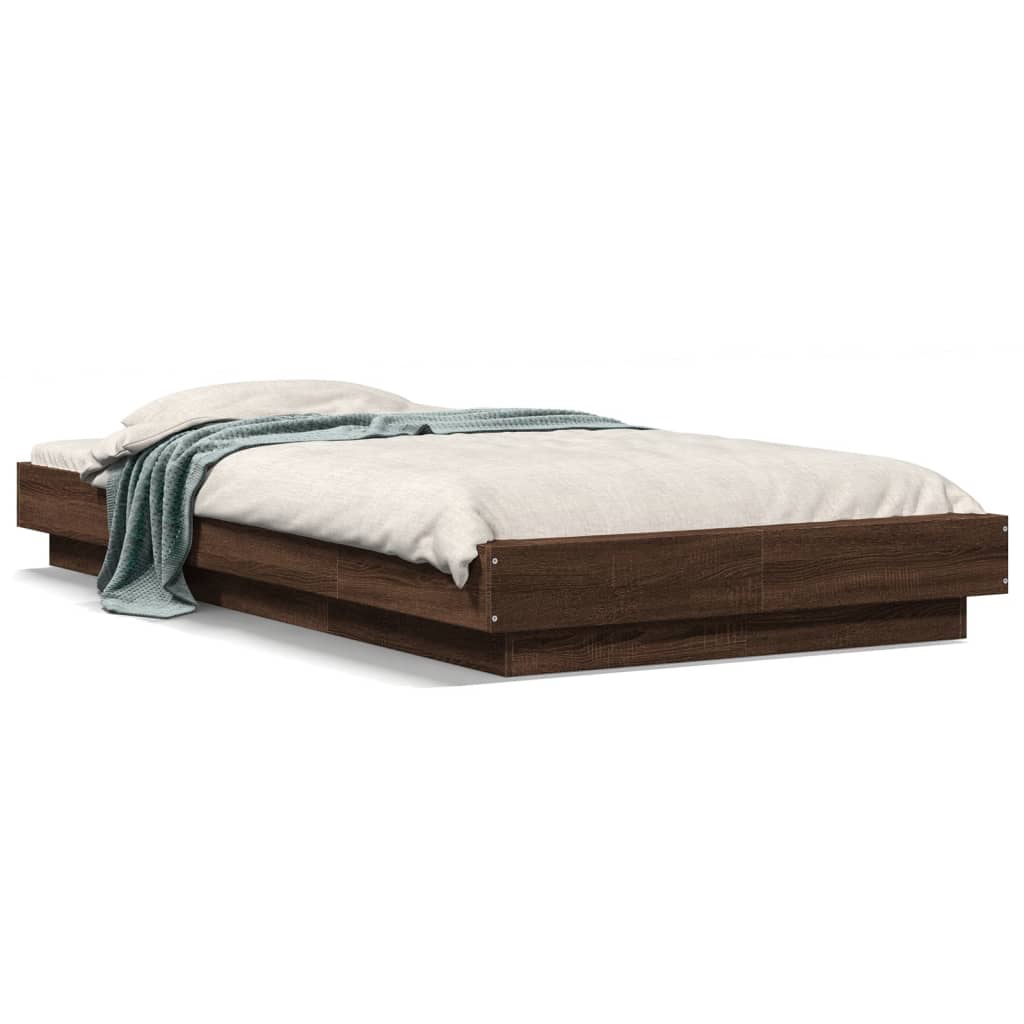 Sengeramme brun eik 90x190 cm konstruert tre