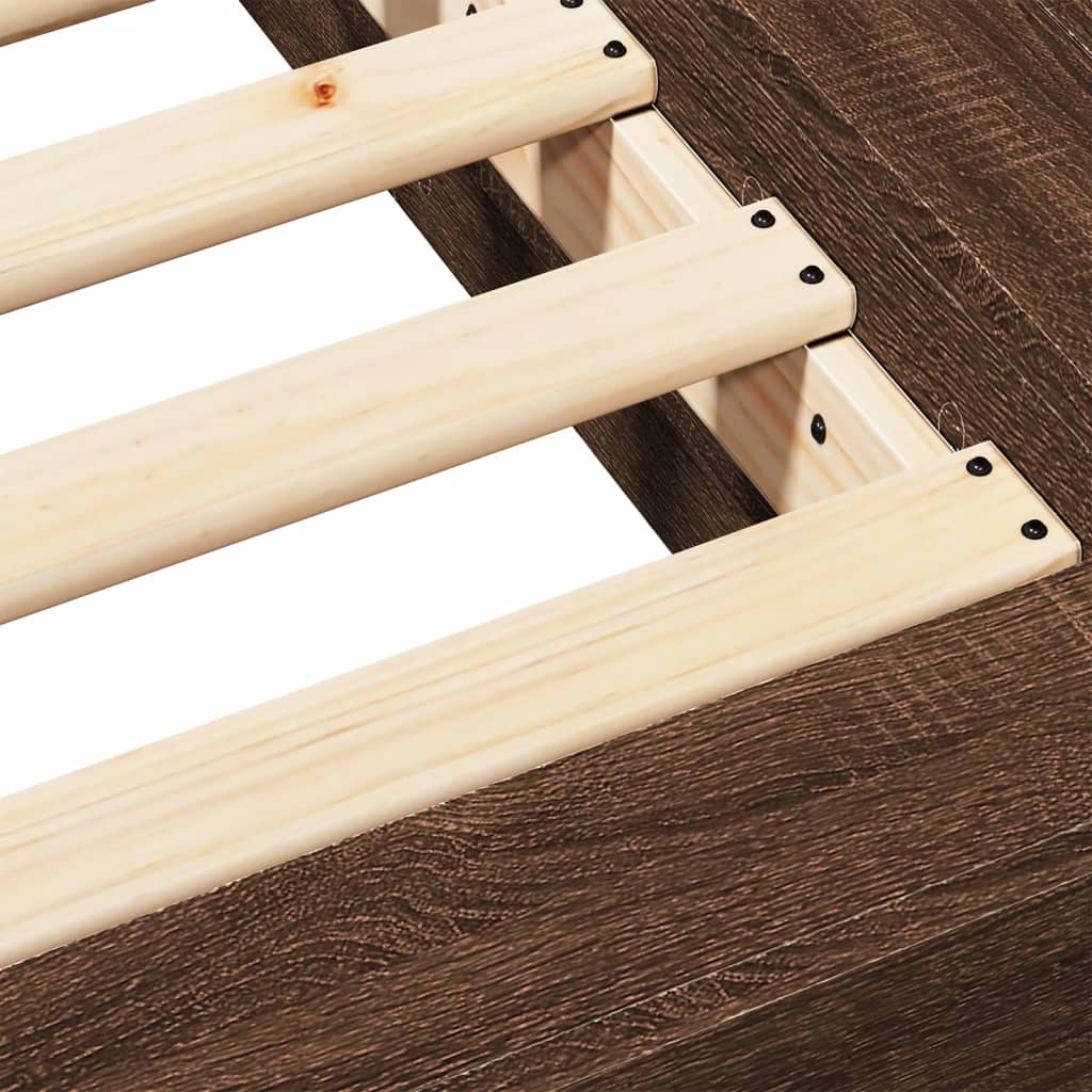 Sengeramme brun eik 75x190 cm konstruert tre