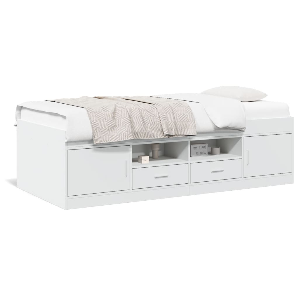 Dagseng med skuffer uten Madrass Hvit 75x190 cm