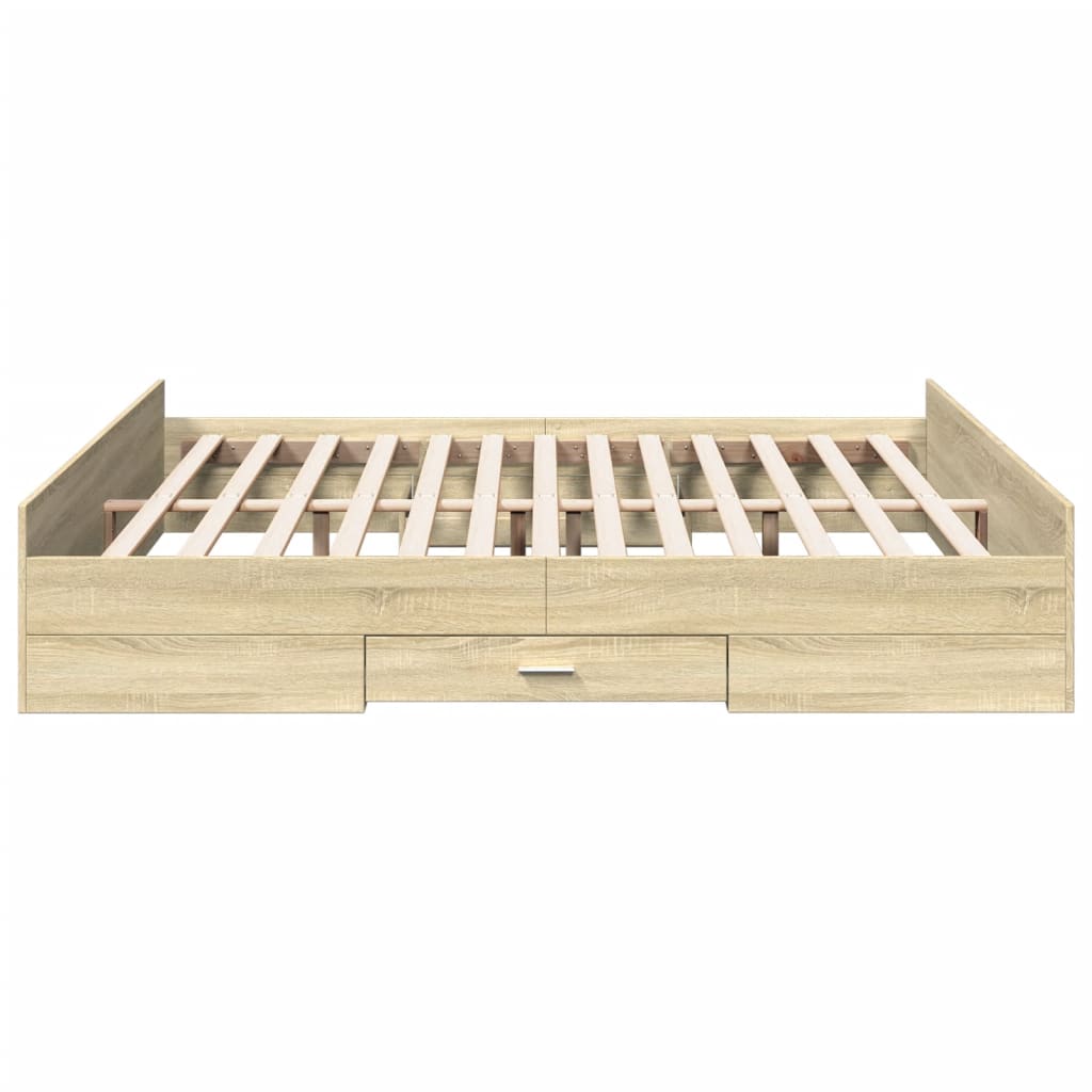 Sengeramme med skuffer sonoma eik 200x200 cm konstruert tre