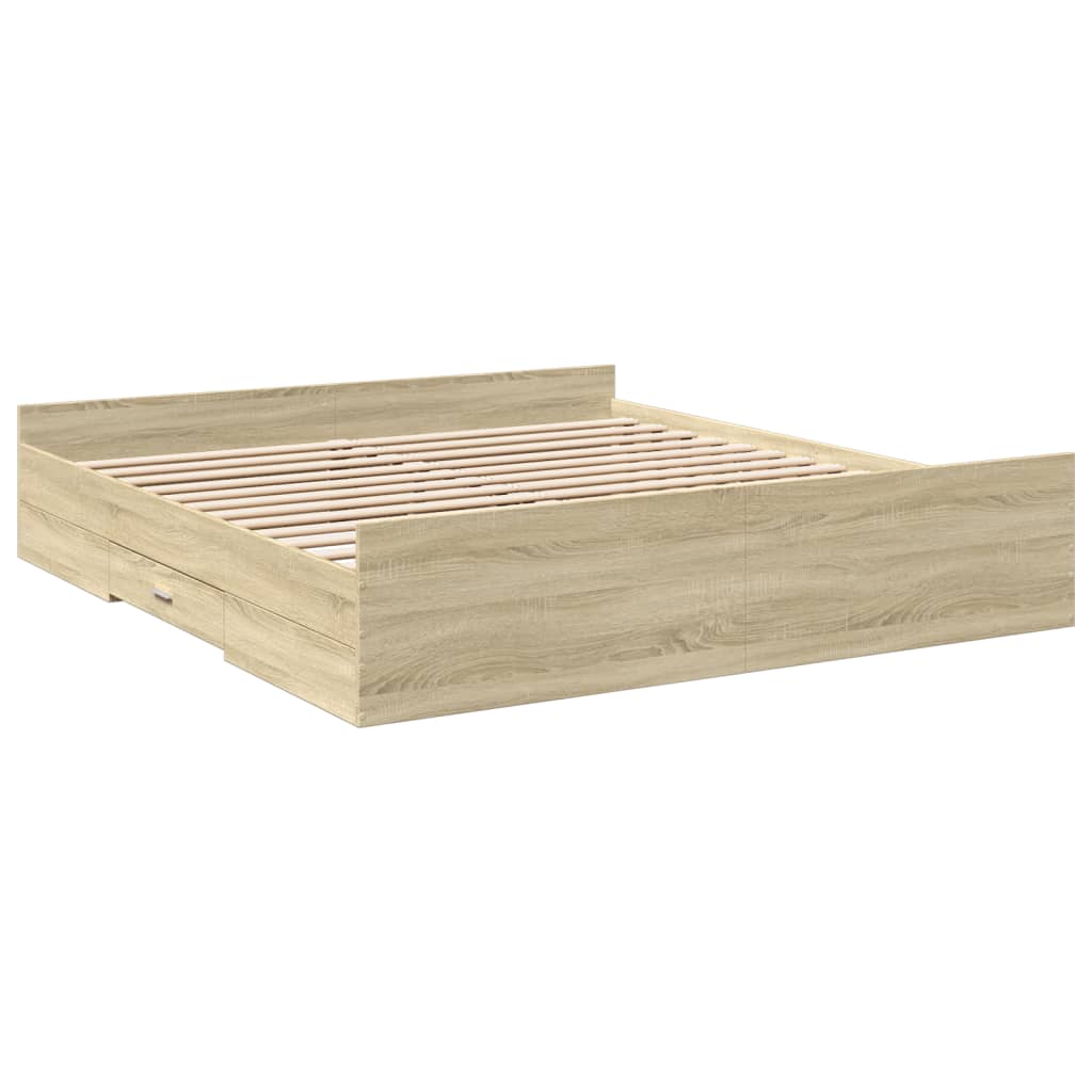 Sengeramme med skuffer sonoma eik 180x200 cm konstruert tre