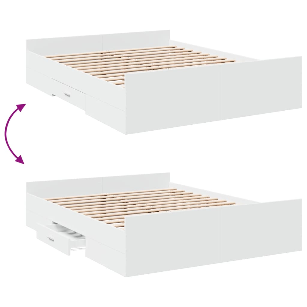 Sengeramme høyglans hvit 150x200 cm konstruert tre