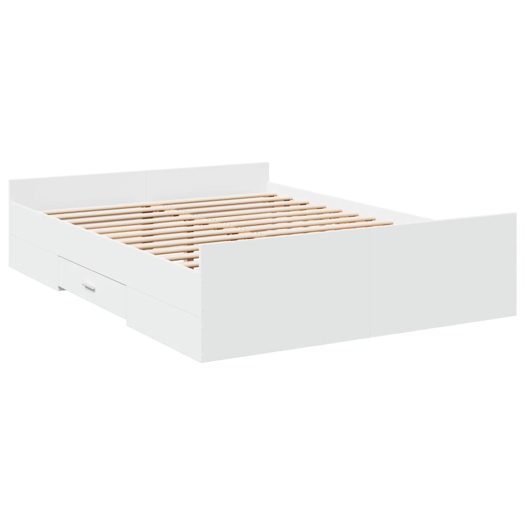 Sengeramme med skuffer hvit 120x200 cm konstruert tre