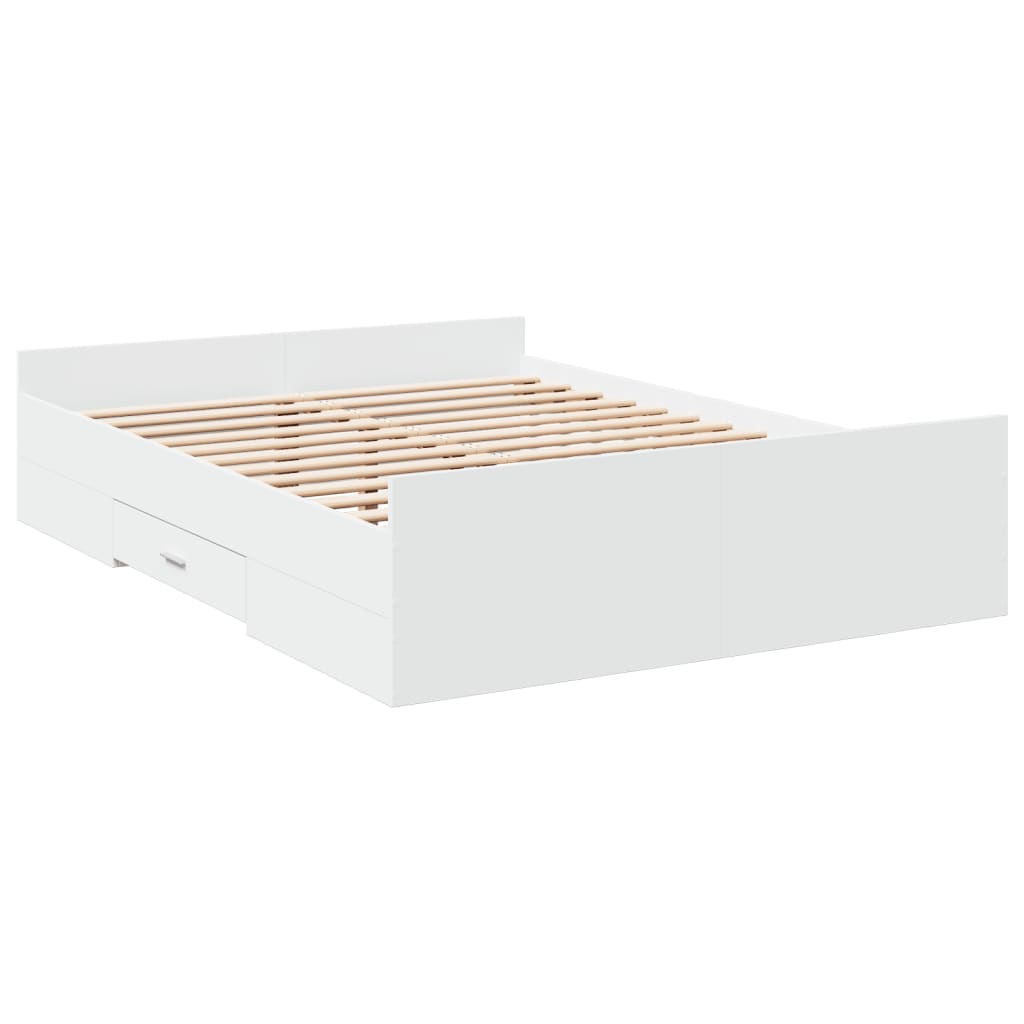 Sengeramme med skuffer hvit 120x200 cm konstruert tre