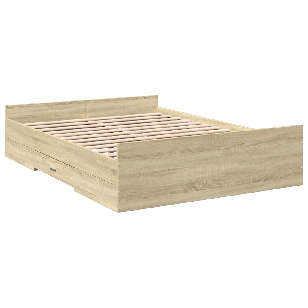 Sengeramme med skuffer sonoma eik 120x200 cm konstruert tre