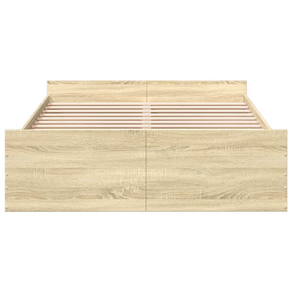 Sengeramme med skuffer sonoma eik 120x200 cm konstruert tre