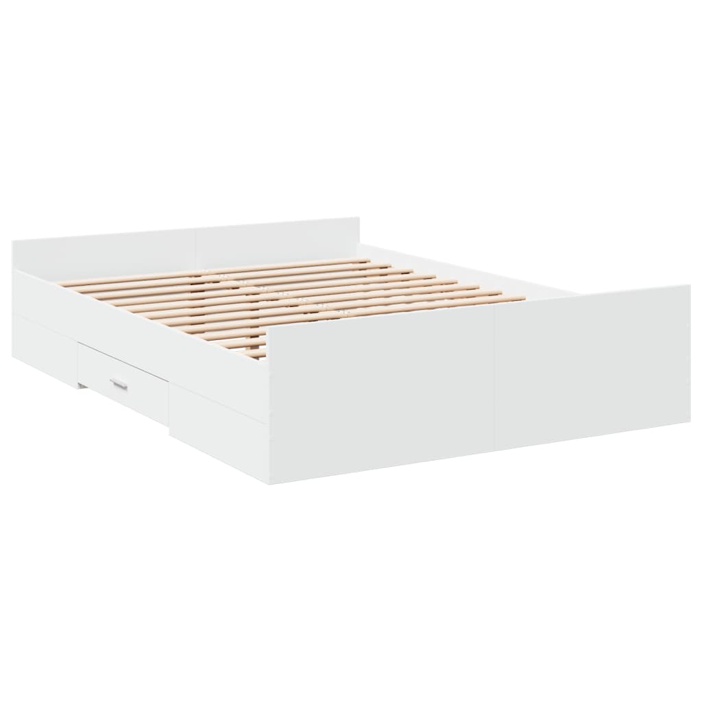 Sengeramme med skuffer hvit 120x190 cm konstruert tre