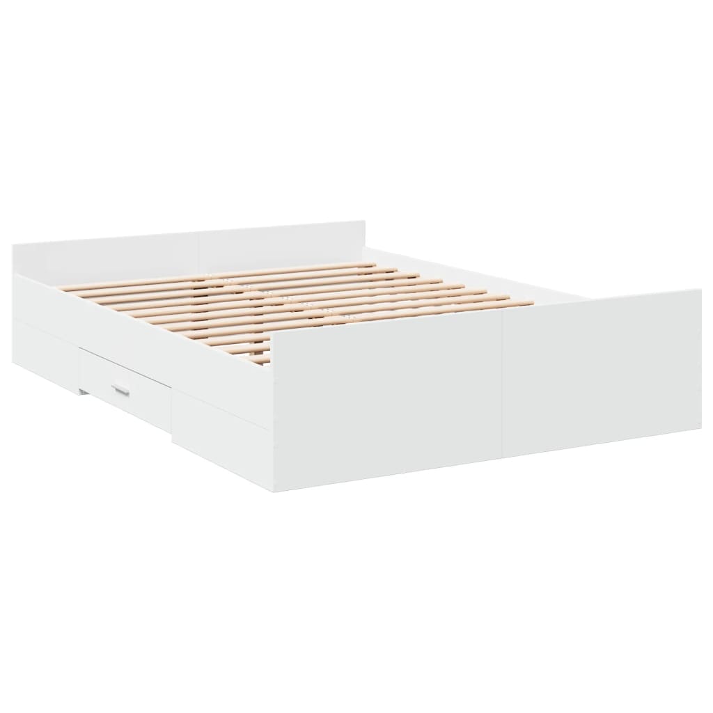 Sengeramme med skuffer hvit 120x190 cm konstruert tre