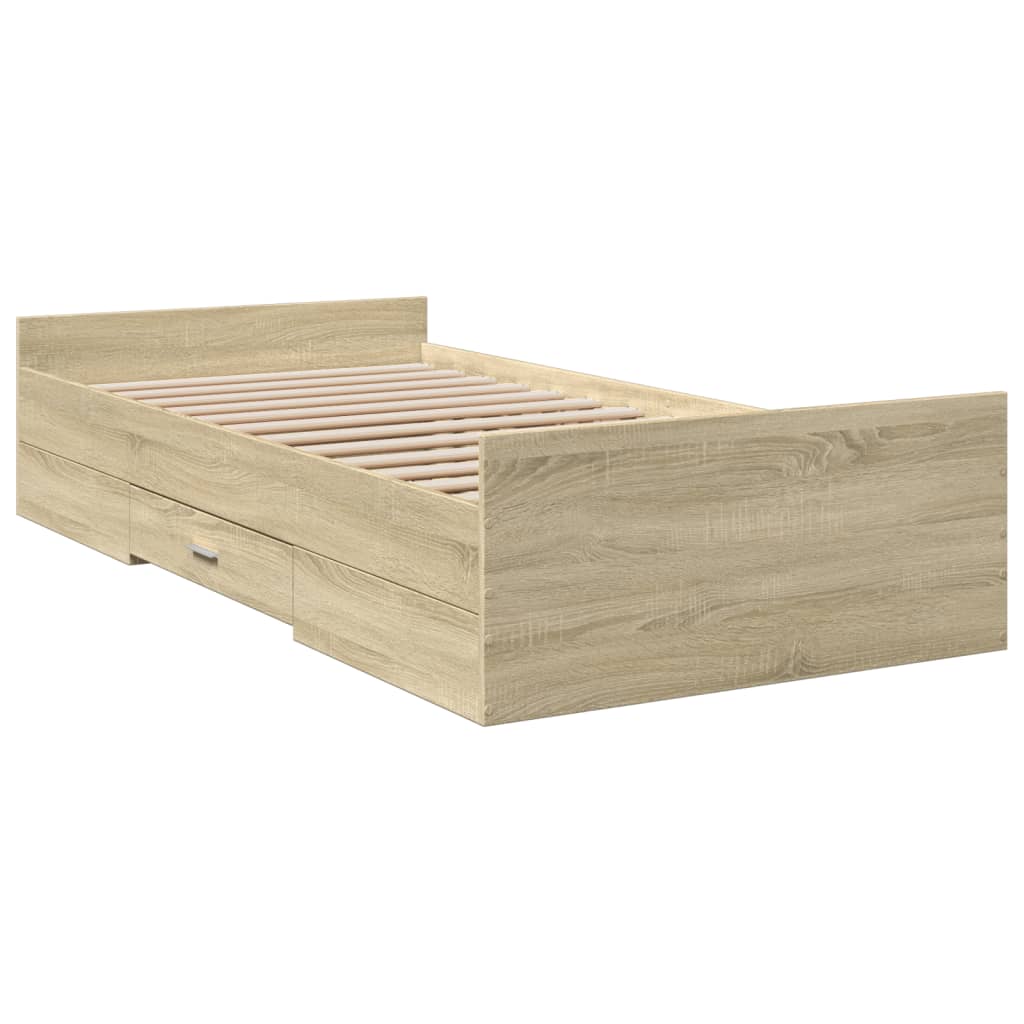 Sengeramme med skuffer sonoma eik 90x190 cm konstruert tre