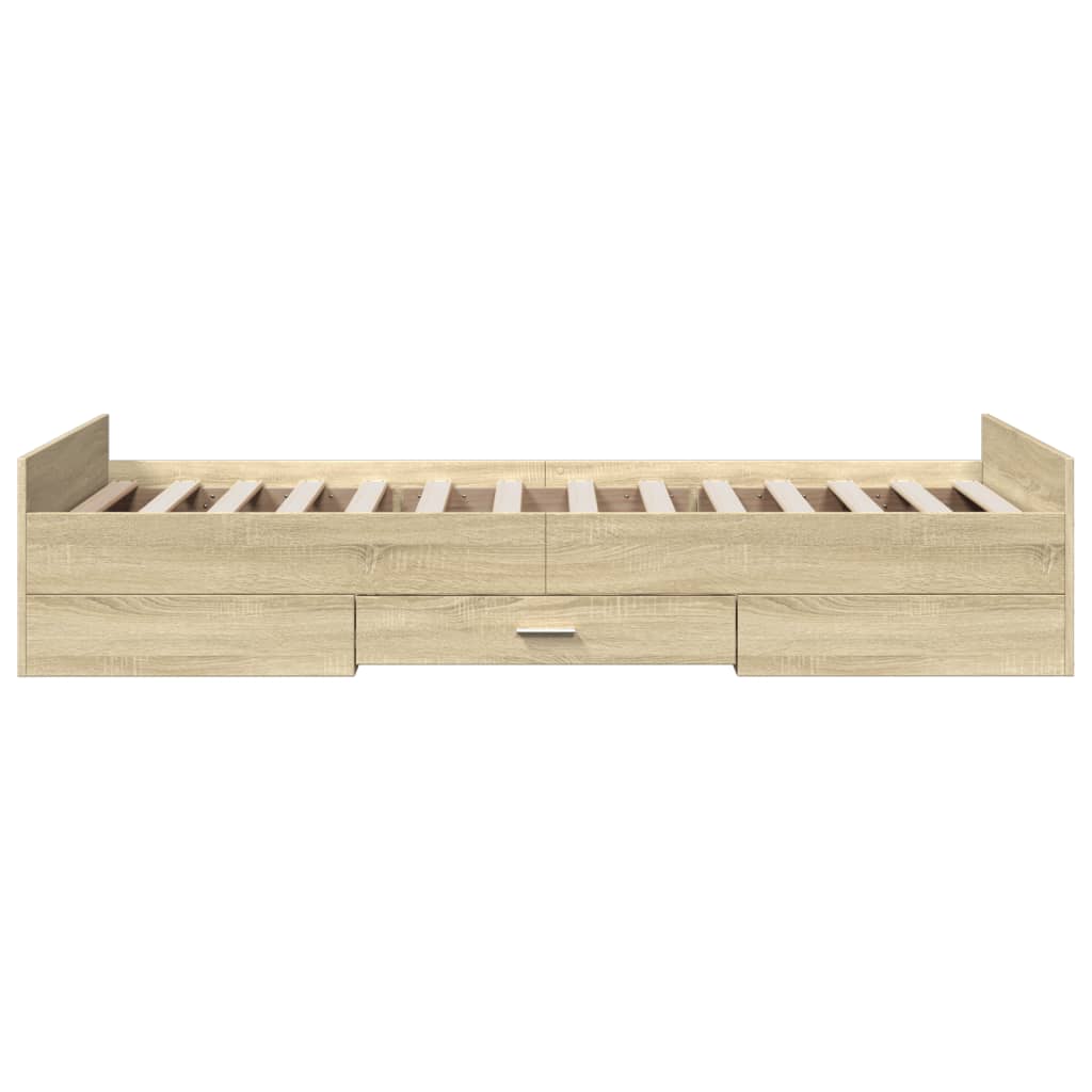 Sengeramme med skuffer sonoma eik 90x190 cm konstruert tre