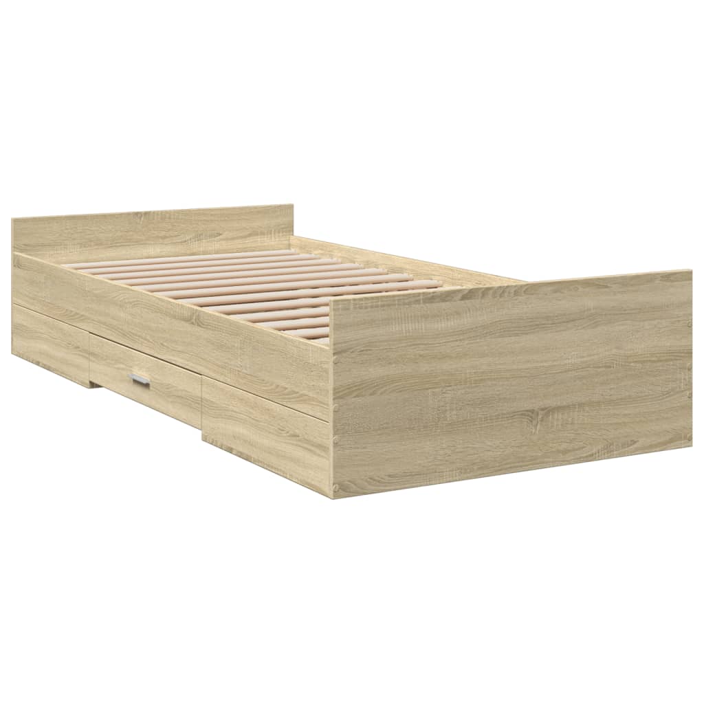 Sengeramme med skuffer sonoma eik 90x190 cm konstruert tre