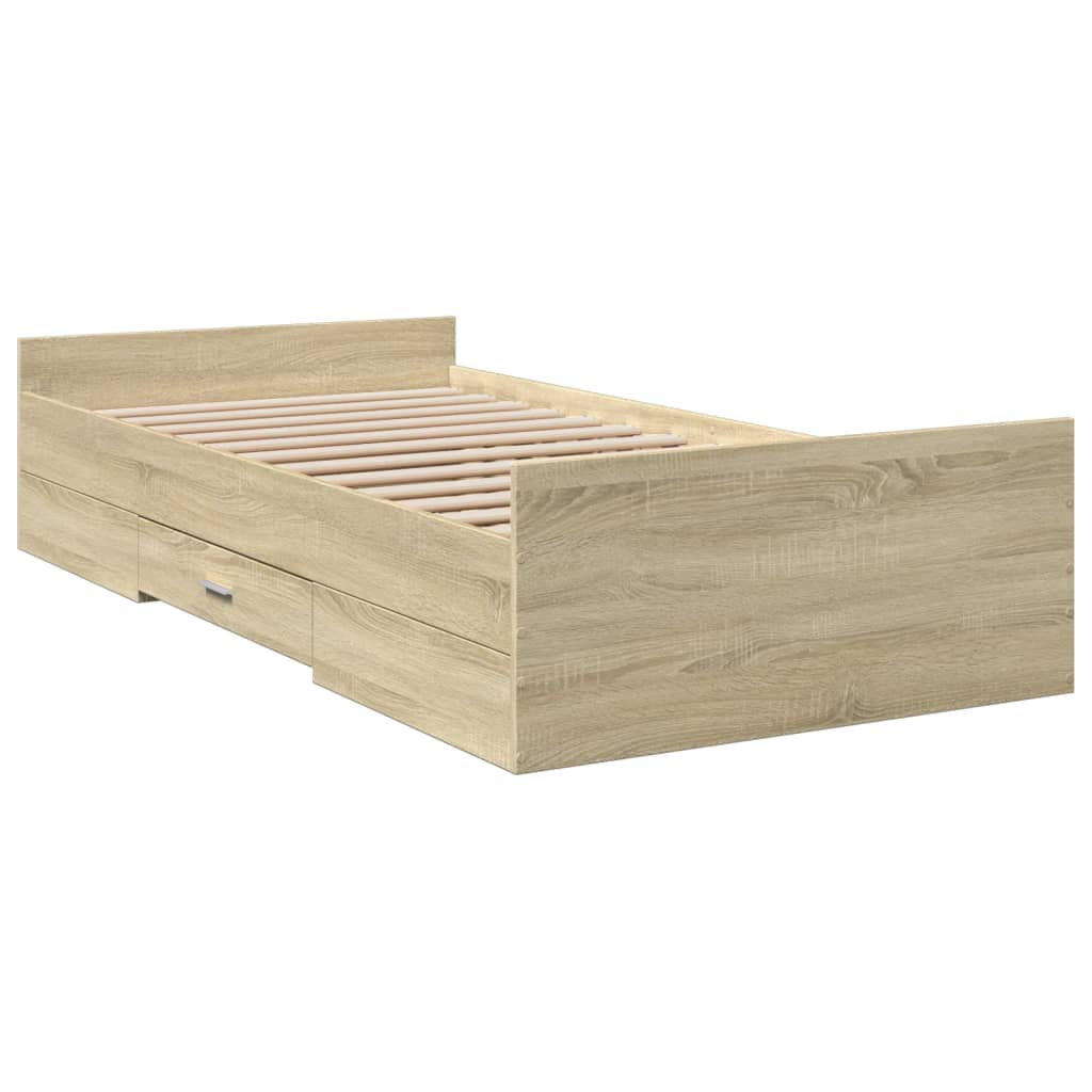 Sengeramme med skuffer sonoma eik 75x190 cm konstruert tre