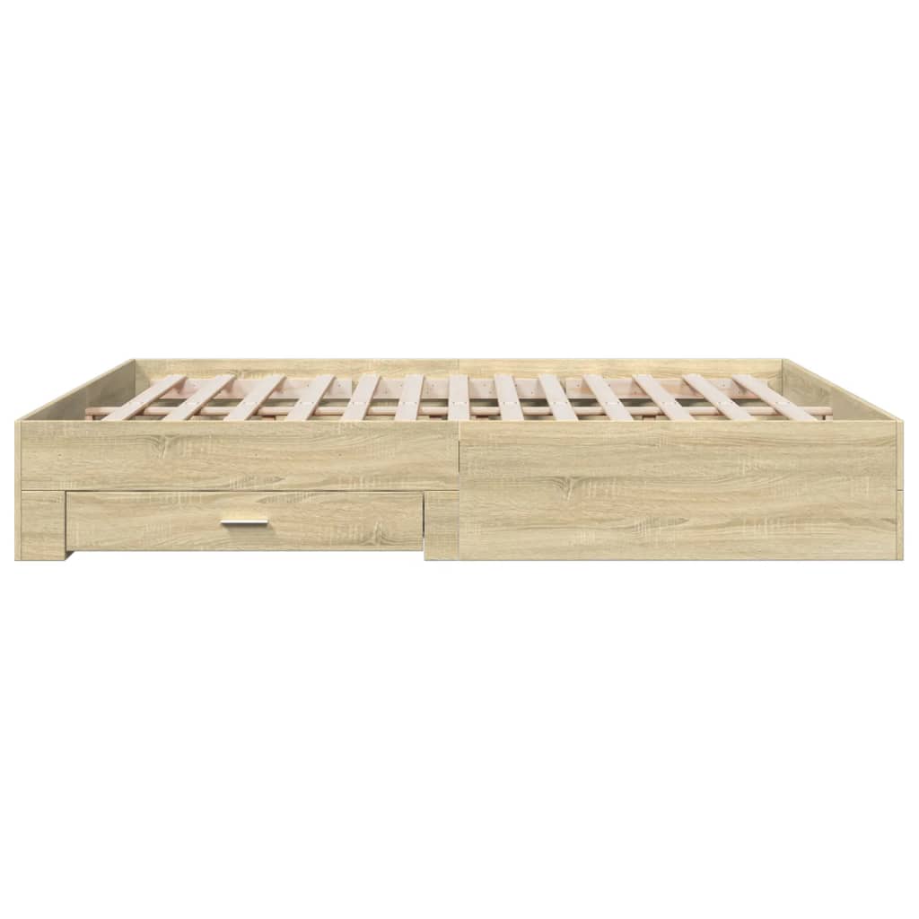 Sengeramme med skuffer sonoma eik 200x200 cm konstruert tre