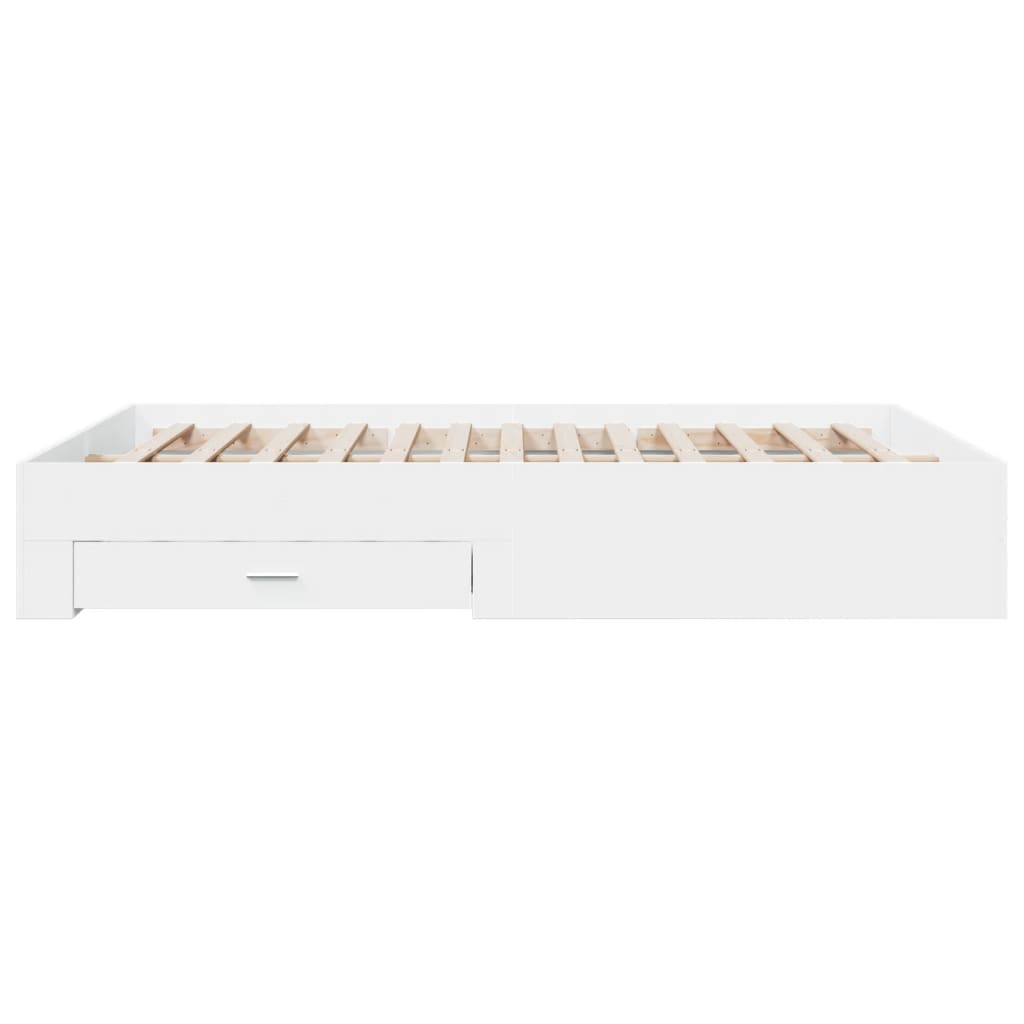 Sengeramme med skuffer hvit 160x200 cm konstruert tre