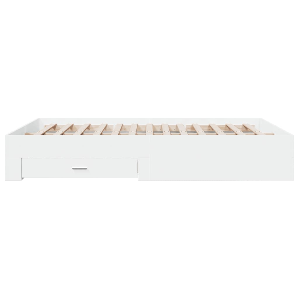 Sengeramme høyglans hvit 150x200 cm konstruert tre
