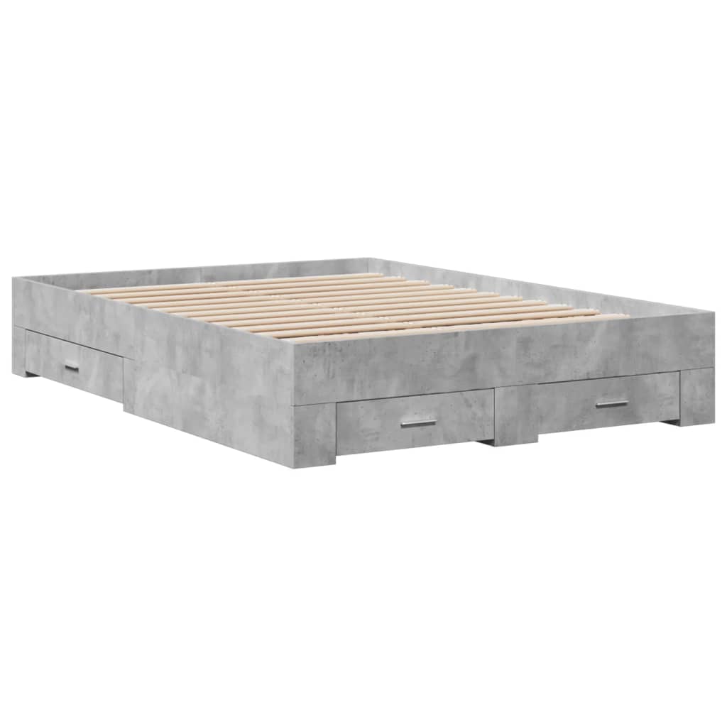 Sengeramme med skuffer betonggrå 120x200 cm konstruert tre