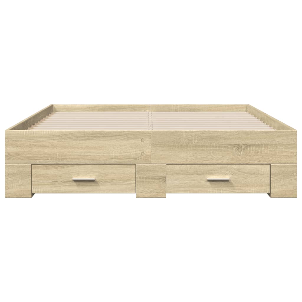 Sengeramme med skuffer sonoma eik 140x190 cm konstruert tre