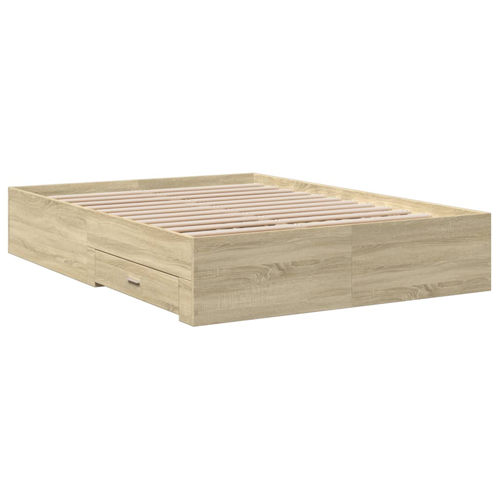 Sengeramme med skuffer sonoma eik 140x190 cm konstruert tre