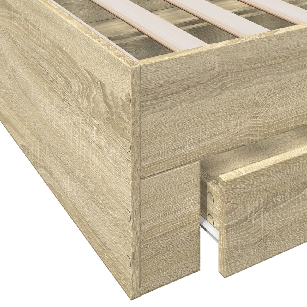 Sengeramme med skuffer sonoma eik 140x190 cm konstruert tre