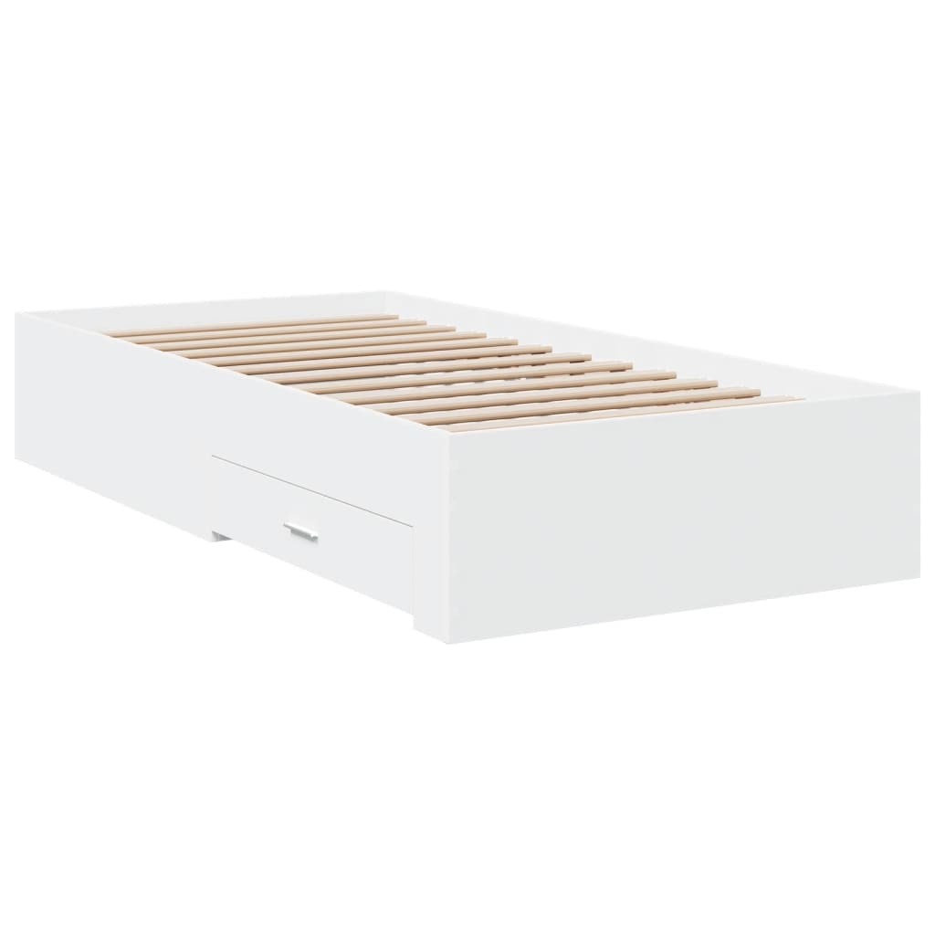 Sengeramme med skuffer hvit 90x200 cm konstruert tre