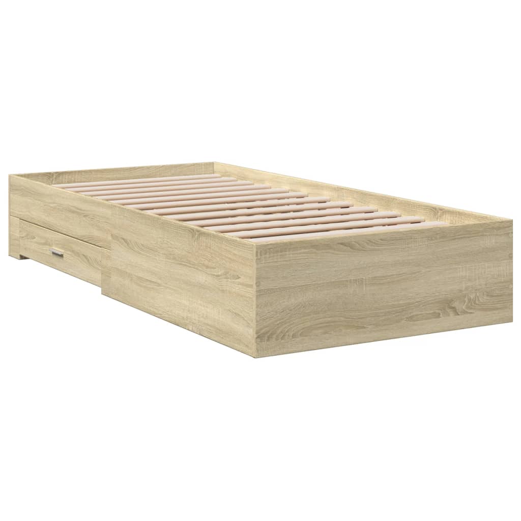 Sengeramme med skuffer sonoma eik 75x190 cm konstruert tre