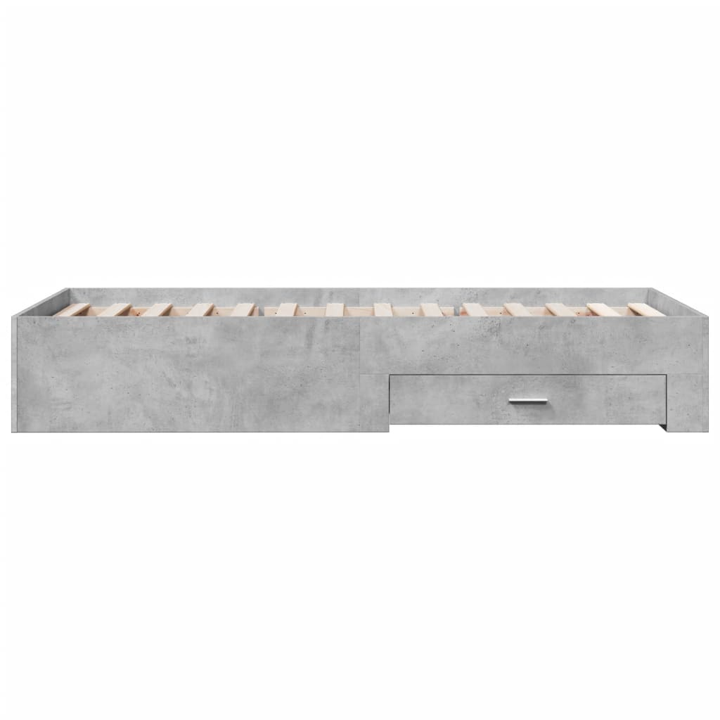Sengeramme med skuffer betonggrå 75x190 cm konstruert tre