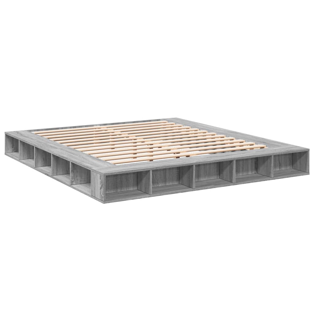 Sengeramme grå sonoma 200x200 cm konstruert tre