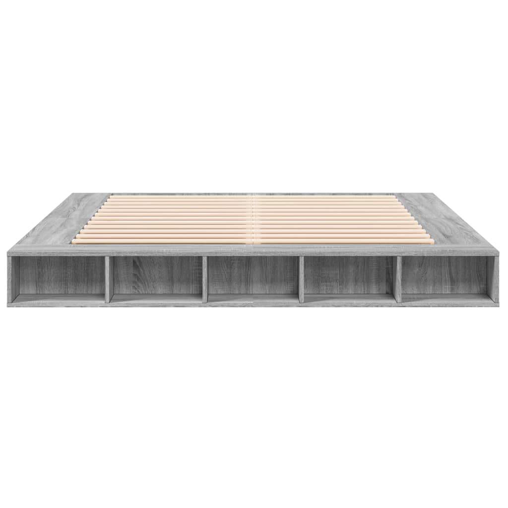 Sengeramme grå sonoma 200x200 cm konstruert tre